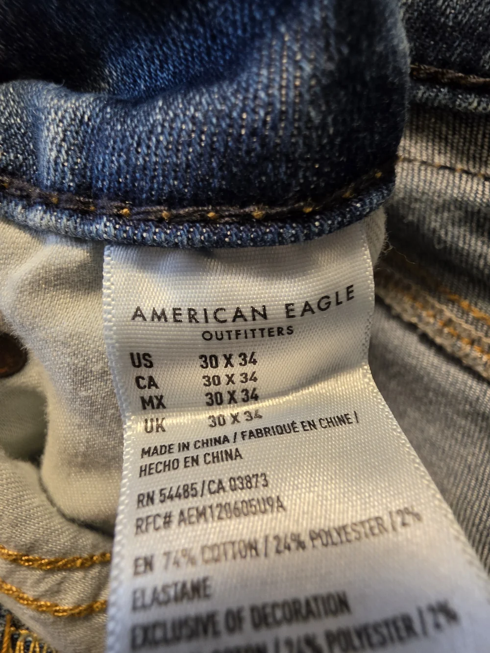 American Eagle Outfitters Distressed Light Blue Slim Straight Jeans